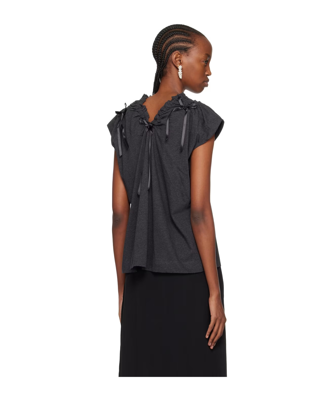 Simone Rocha Gray Shoulder Bite T-shirt In Black