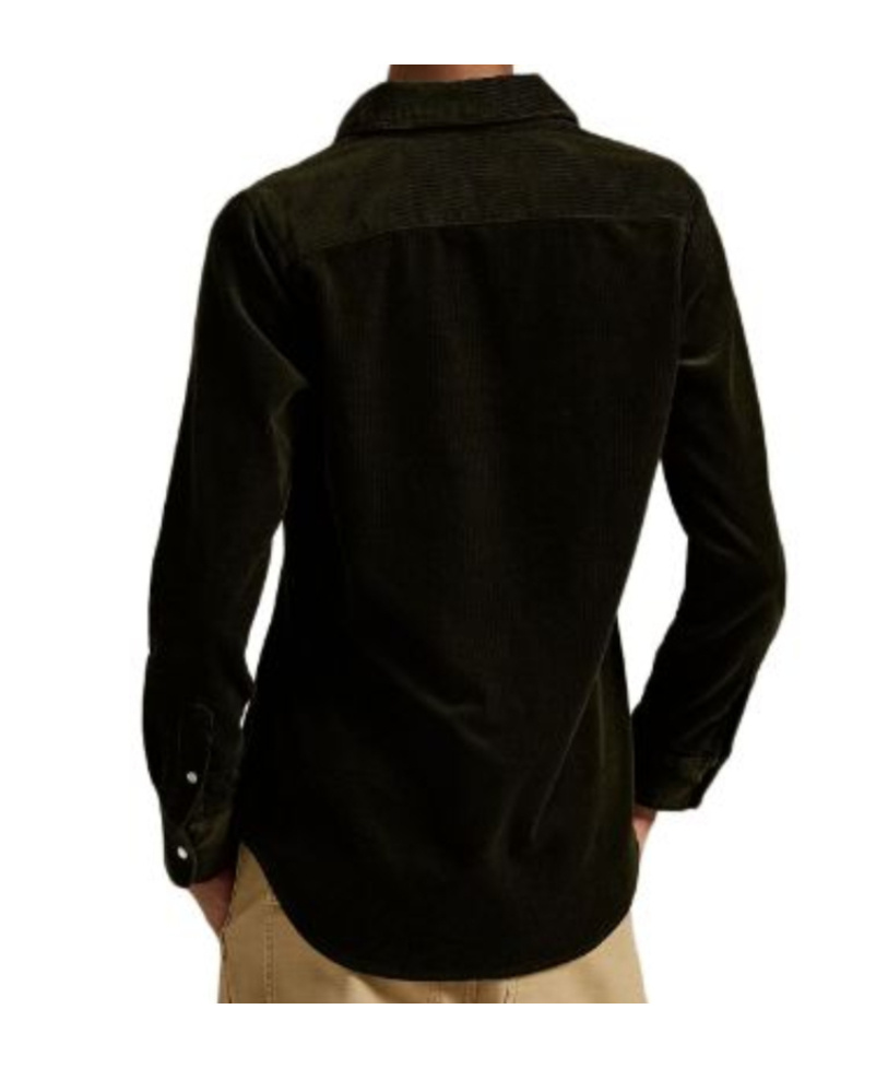 Polo Ralph Lauren Womens Dark Beech Polo-pony Embroidered Cotton-corduroy Shirt In Black