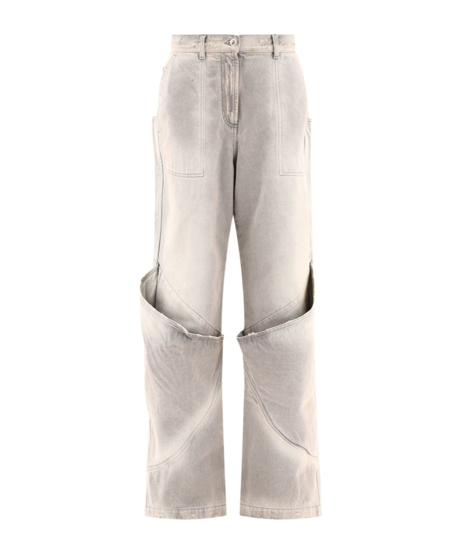 Attico The  High-waist Distressed Effect Jeans In White