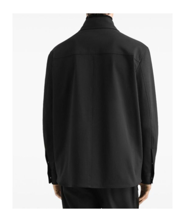 Dolce & Gabbana Men Technical Fabric Shirt With Plaque In Black