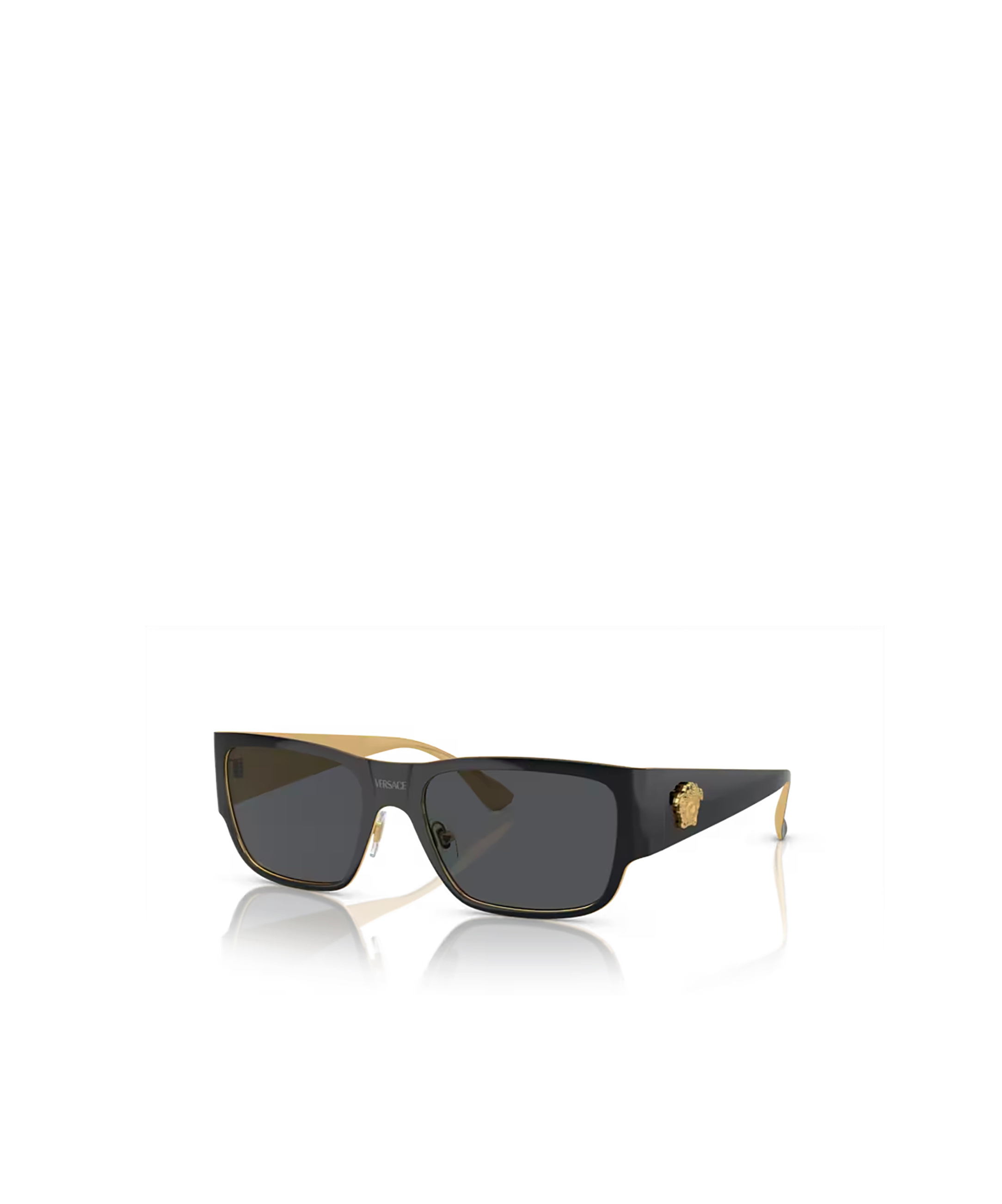 Versace Logo-plaque Rectangle-frame Sunglasses In Black