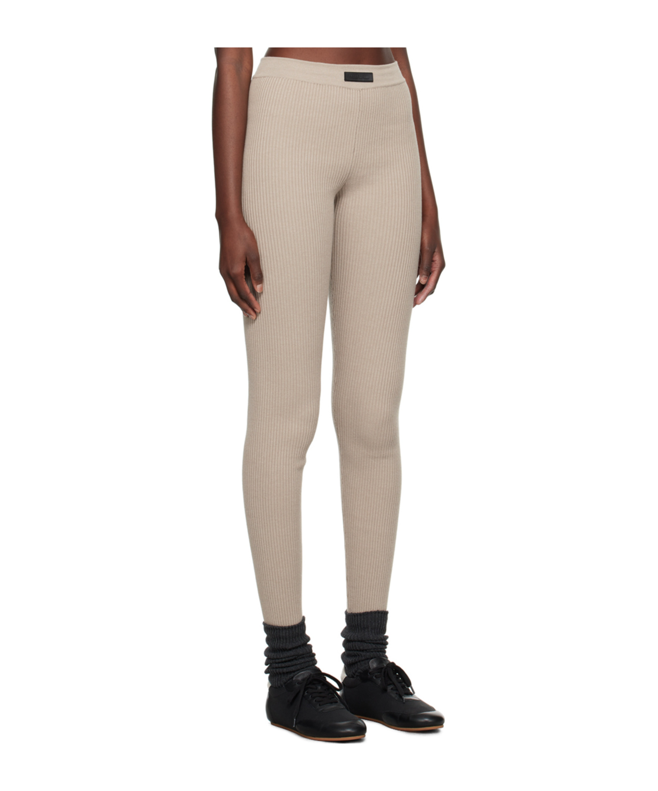 Essentials Beige Patch Leggings In Neutral
