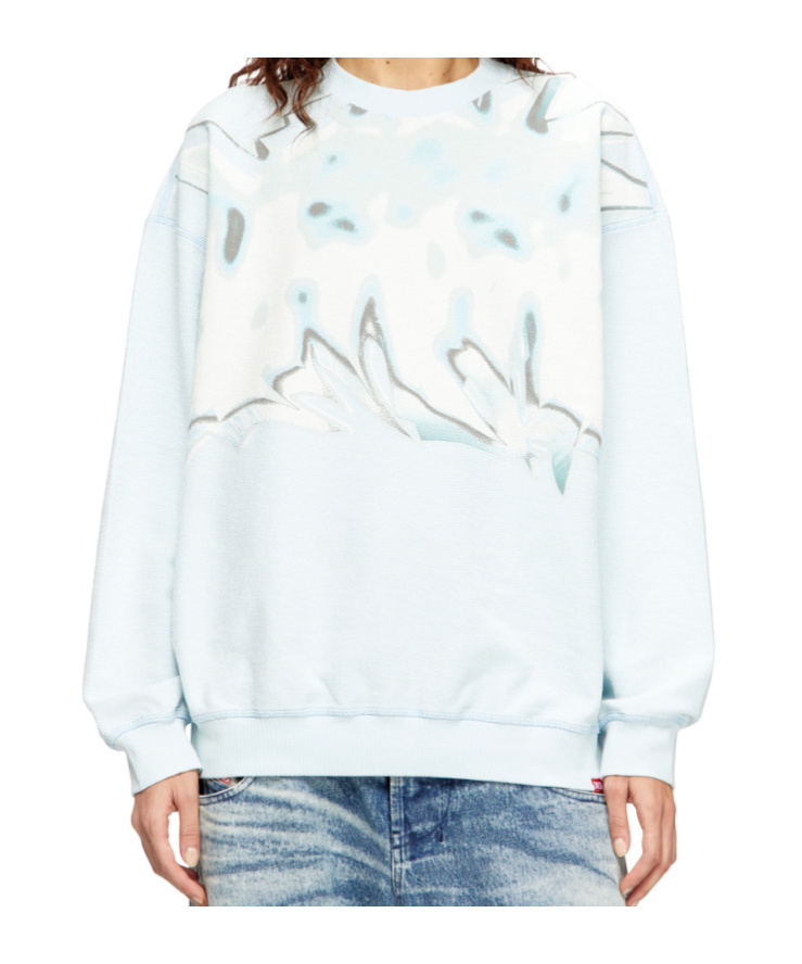 Diesel Distressed Sweatshirt With Graffiti Print In Brown