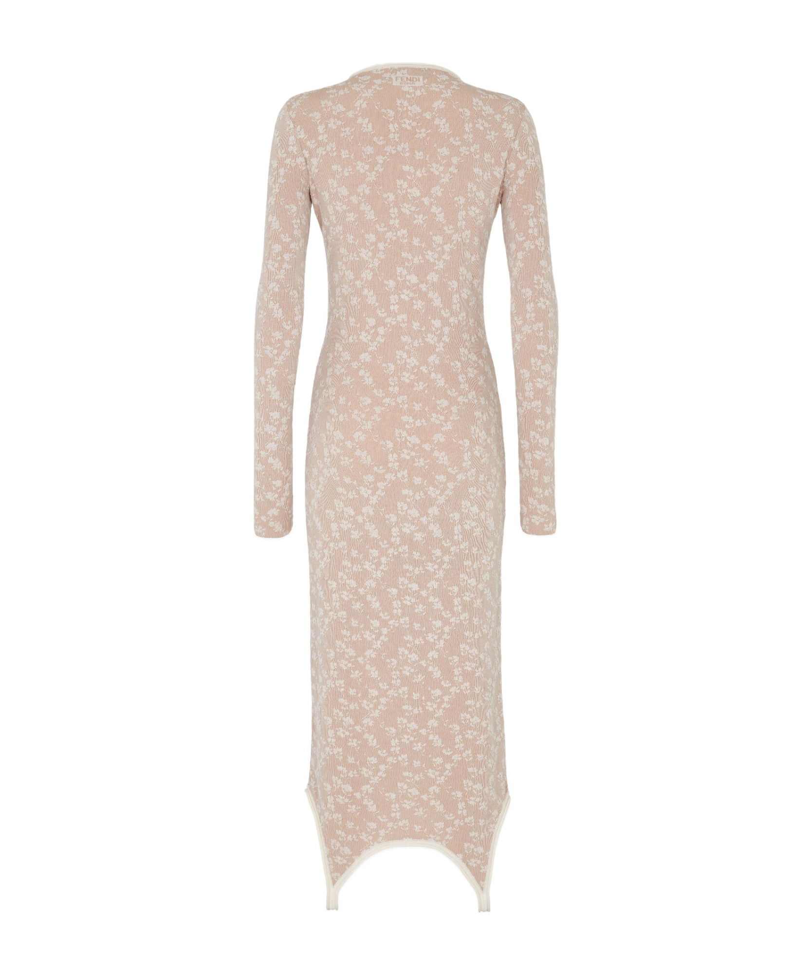 Fendi Embroidered Cotton Blend Dress In Nude