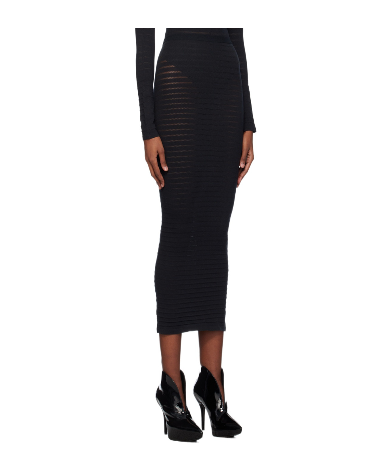 Shop Alaïa Elastic Waist Skirt In Black