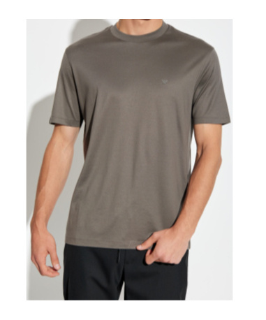 Emporio Armani Eagle-logo Crew-neck T-shirt In Gray