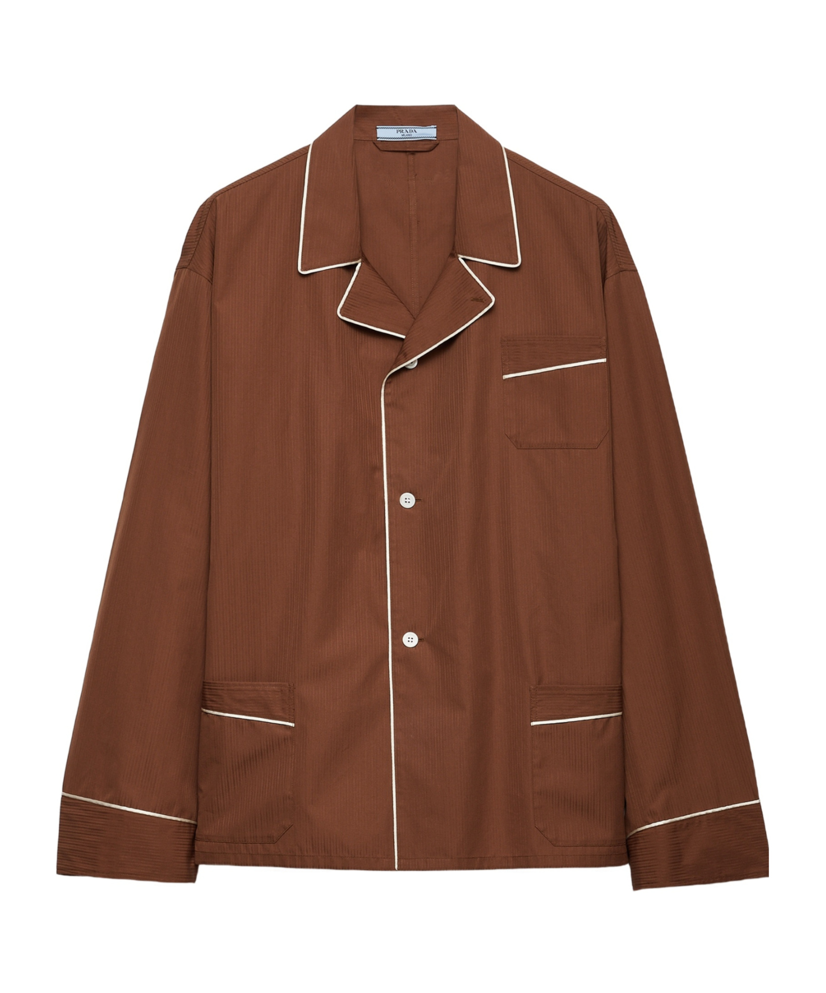 Prada Oversized Cotton Shirt In Brown