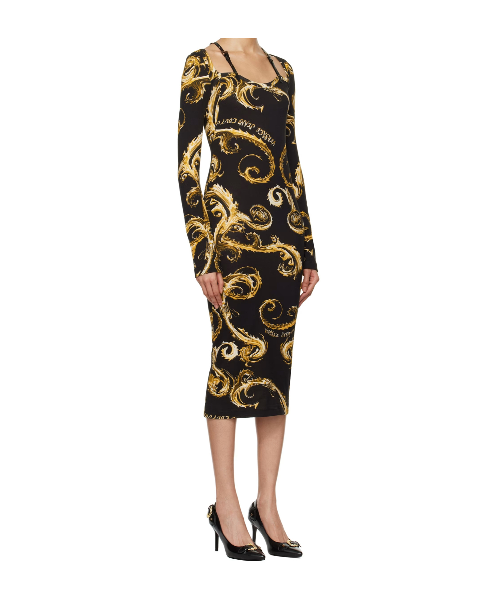 Versace Jeans Chromo Couture Dress In Black