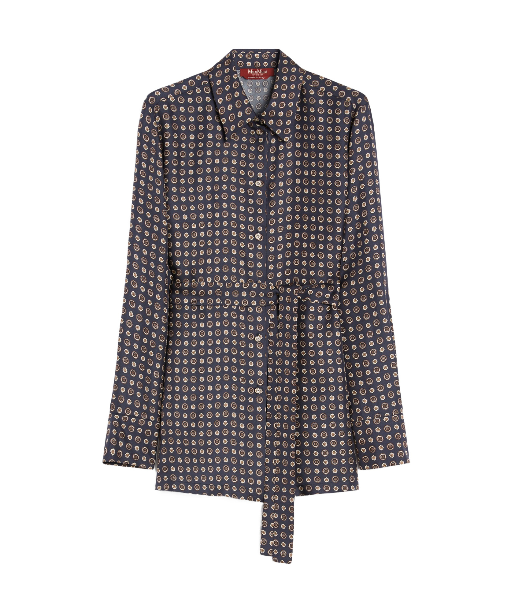 Max Mara Printed Silk Shirt In Brown
