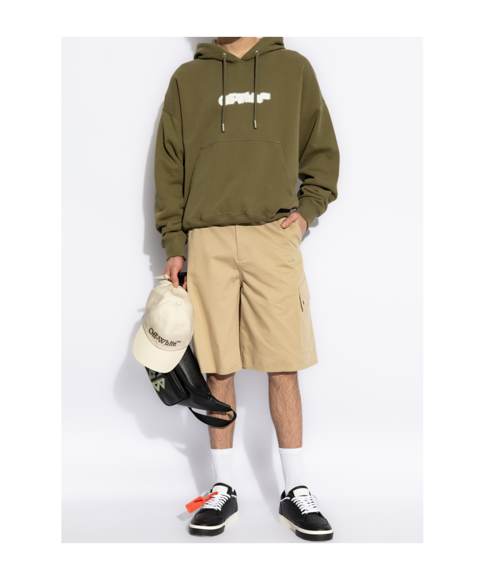 Off-white Spray Arrow Hooded Sweatshirt In Green