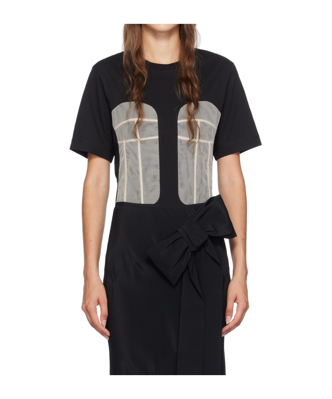 Simone Rocha Bustier Paneled Short-sleeve T-shirt In Black
