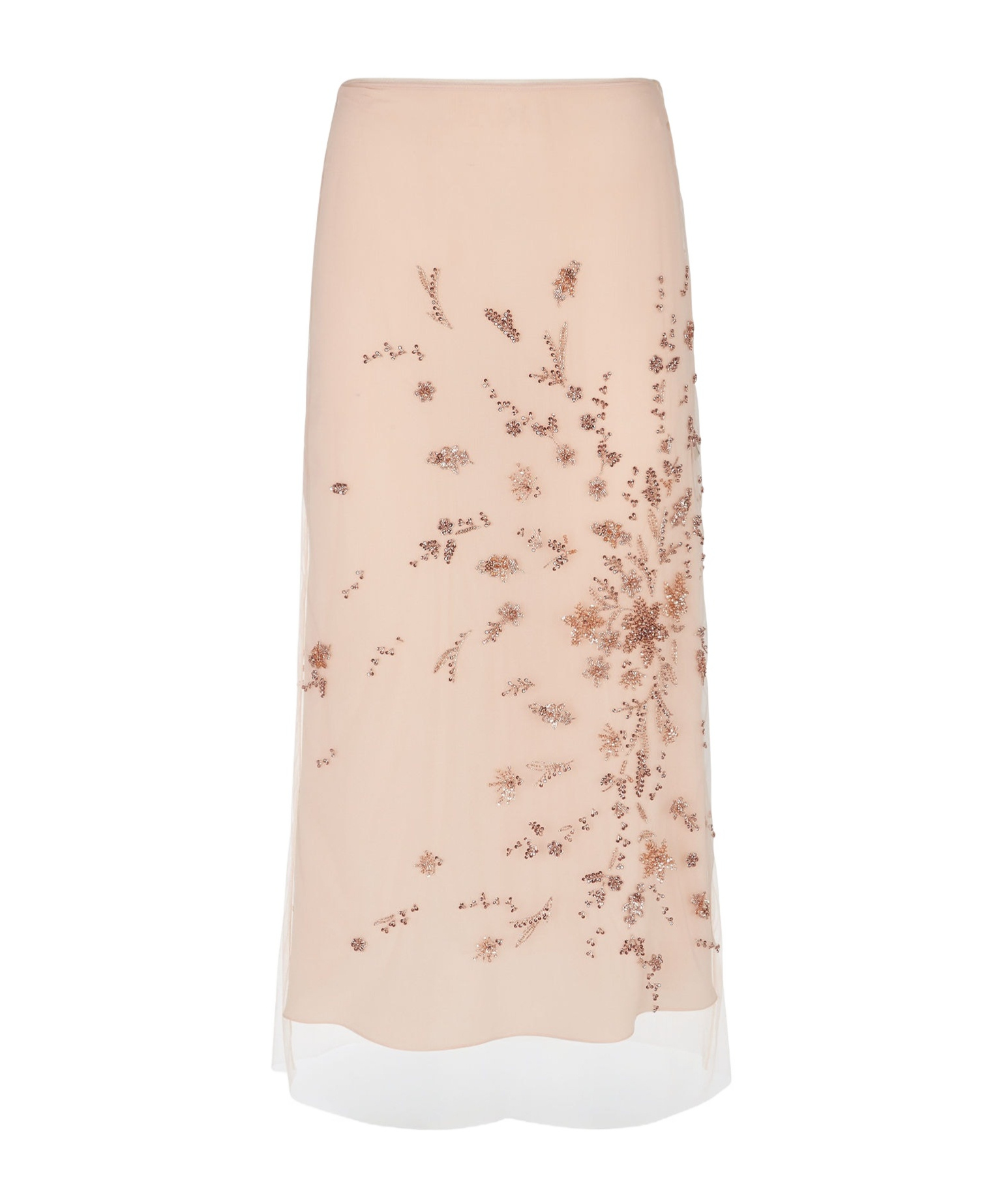 Fendi Floral Embellished Midi Tulle Skirt In Neutral