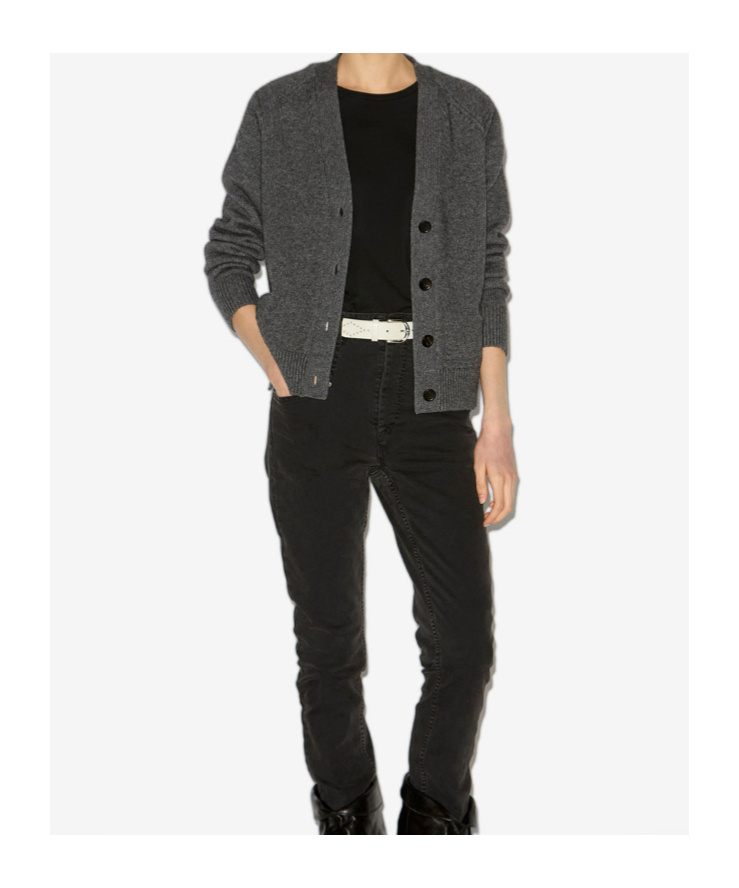 Isabel Marant V-neck Cardigan Front Pockets In Gray