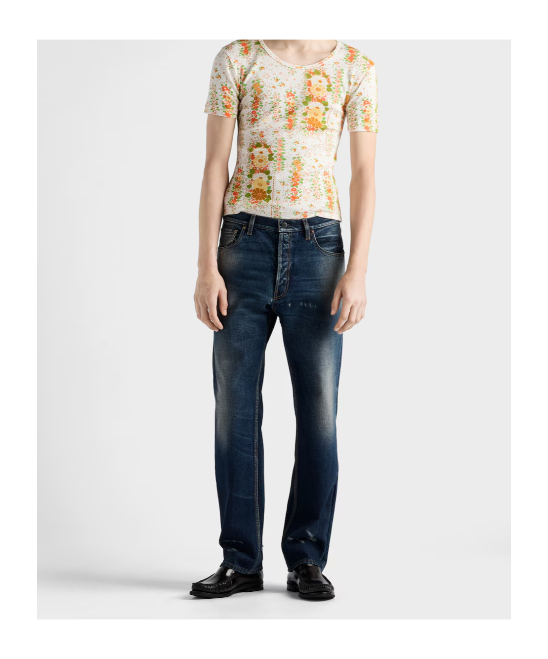 Prada Regular Washed Denim Jeans In Blue