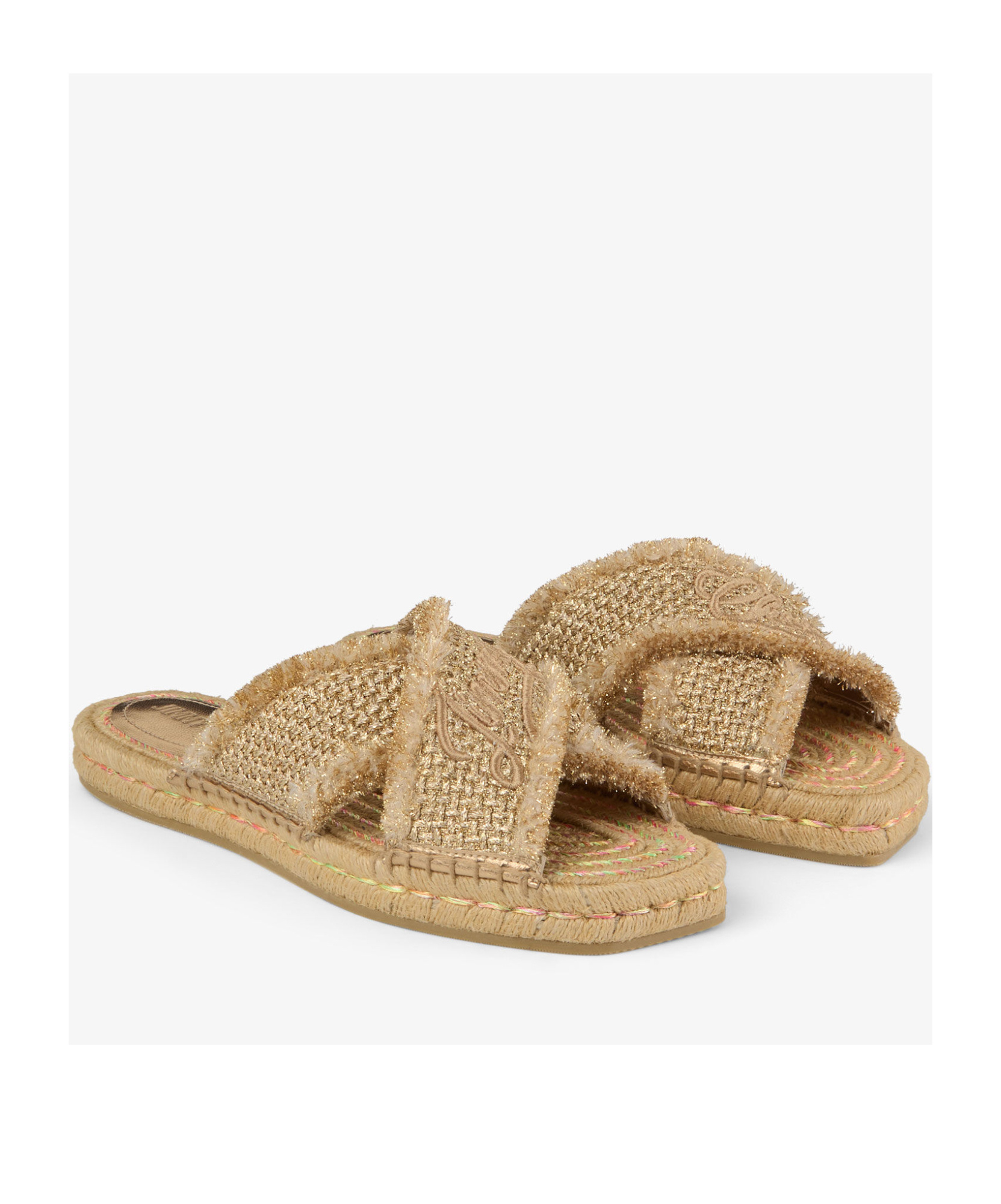 Jimmy Choo Aciel Woven Flat Sandals In Golden