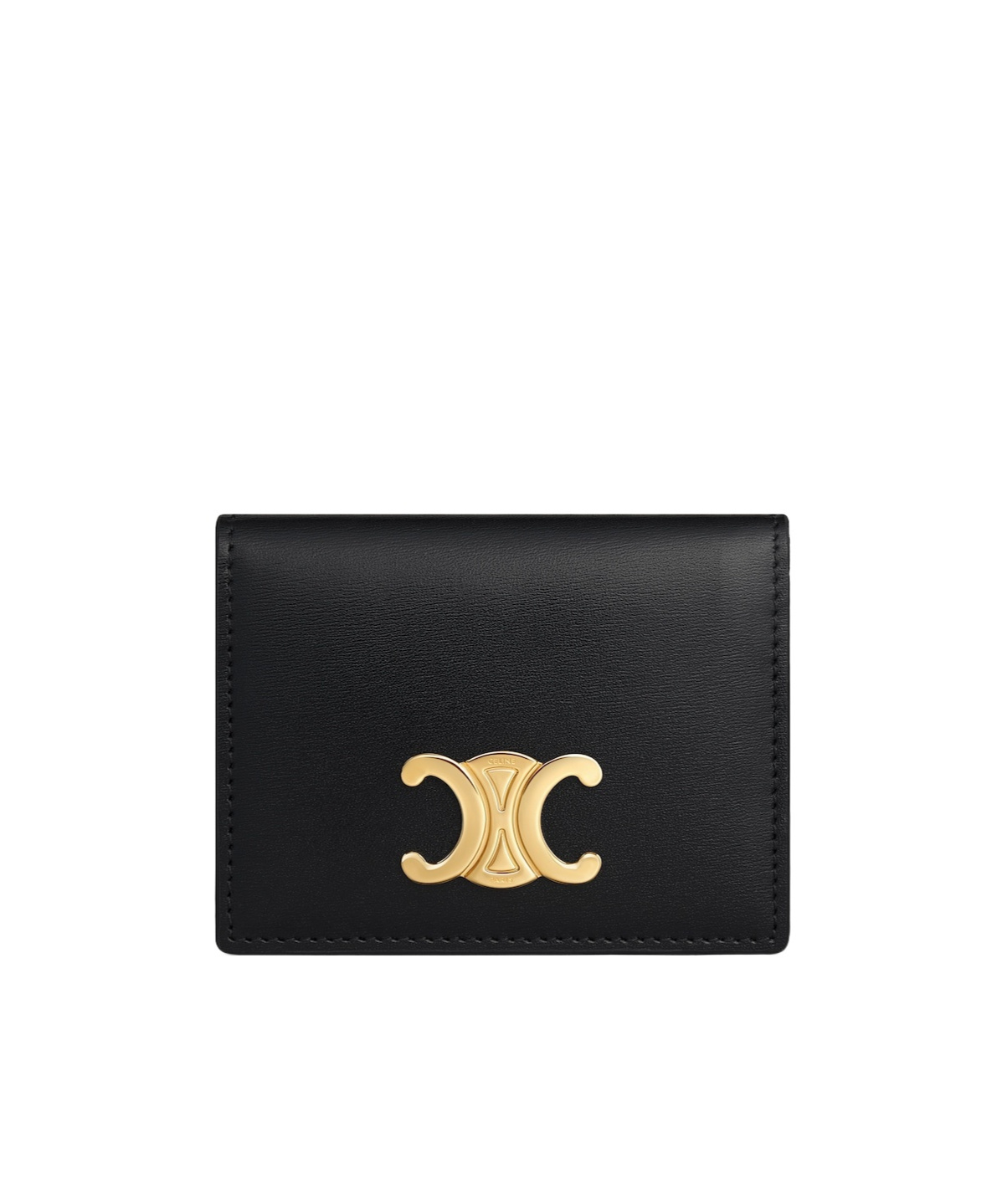Celine Bi-fold Card Holder In Shiny Calfskin In Black