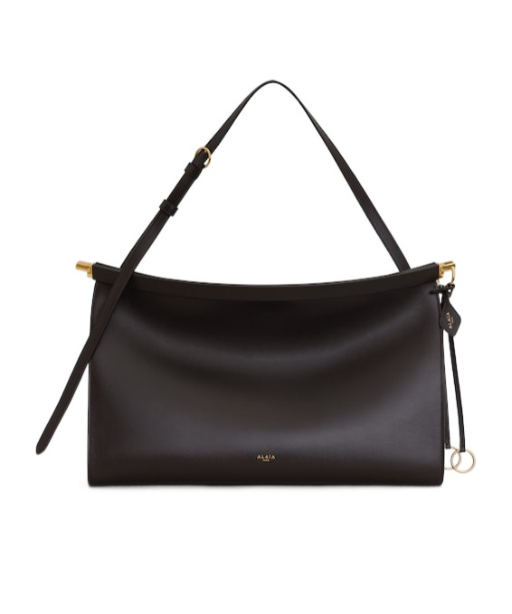 Alaïa Le Click East West Large Bag In Leather In Dark Brown