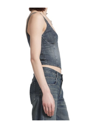 Balenciaga Cropped Sleeveless Top Scoop Neck In Blue