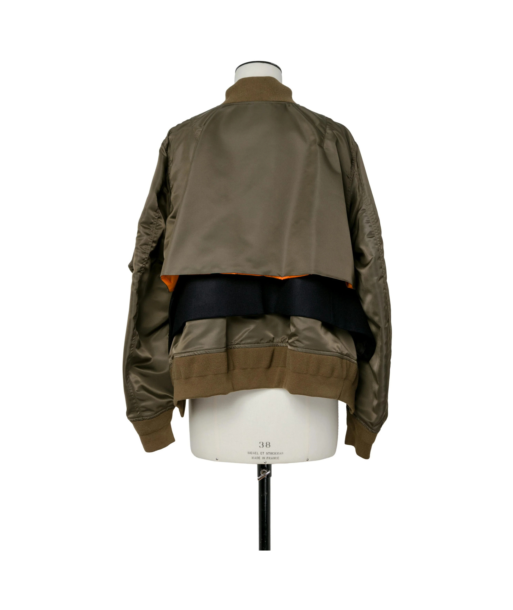 Sacai Cropped Bomber Jacket With Zip And Pockets In Green