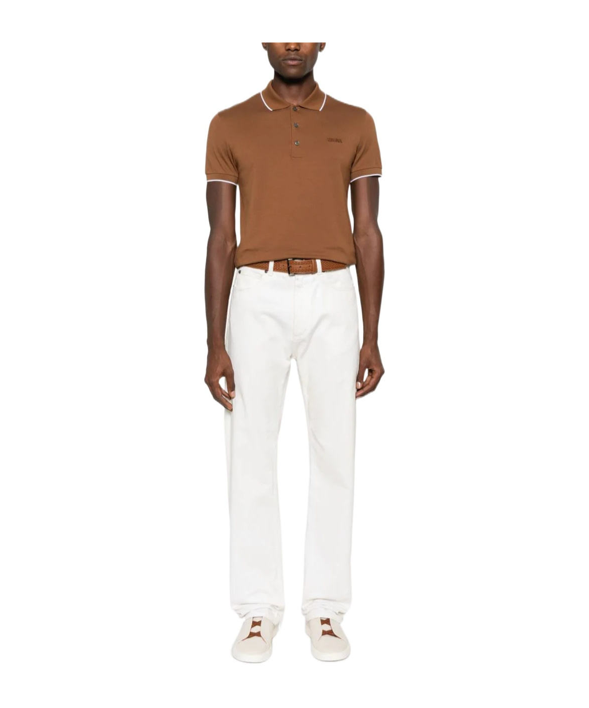 ZEGNA LOGO-EMBROIDERED POLO SHIRT
