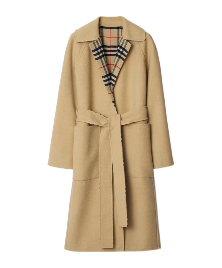 Burberry Mid-length Reversible Wool Car Coat In Nude