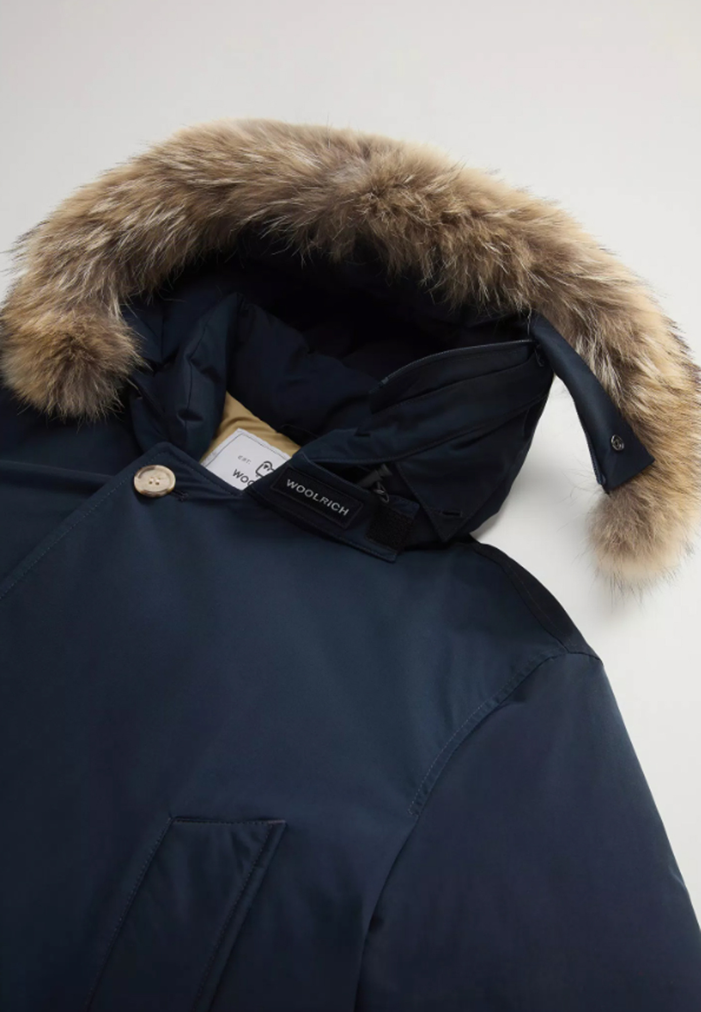 Woolrich Arctic Detachable Fur Anorak In Blue