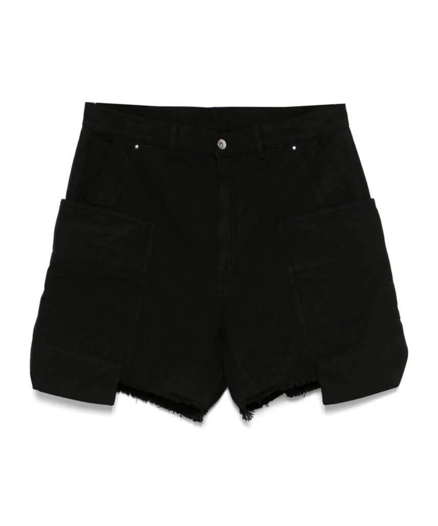 Rick Owens Drkshdw Cargo Pockets Shorts Frayed Hem In Black
