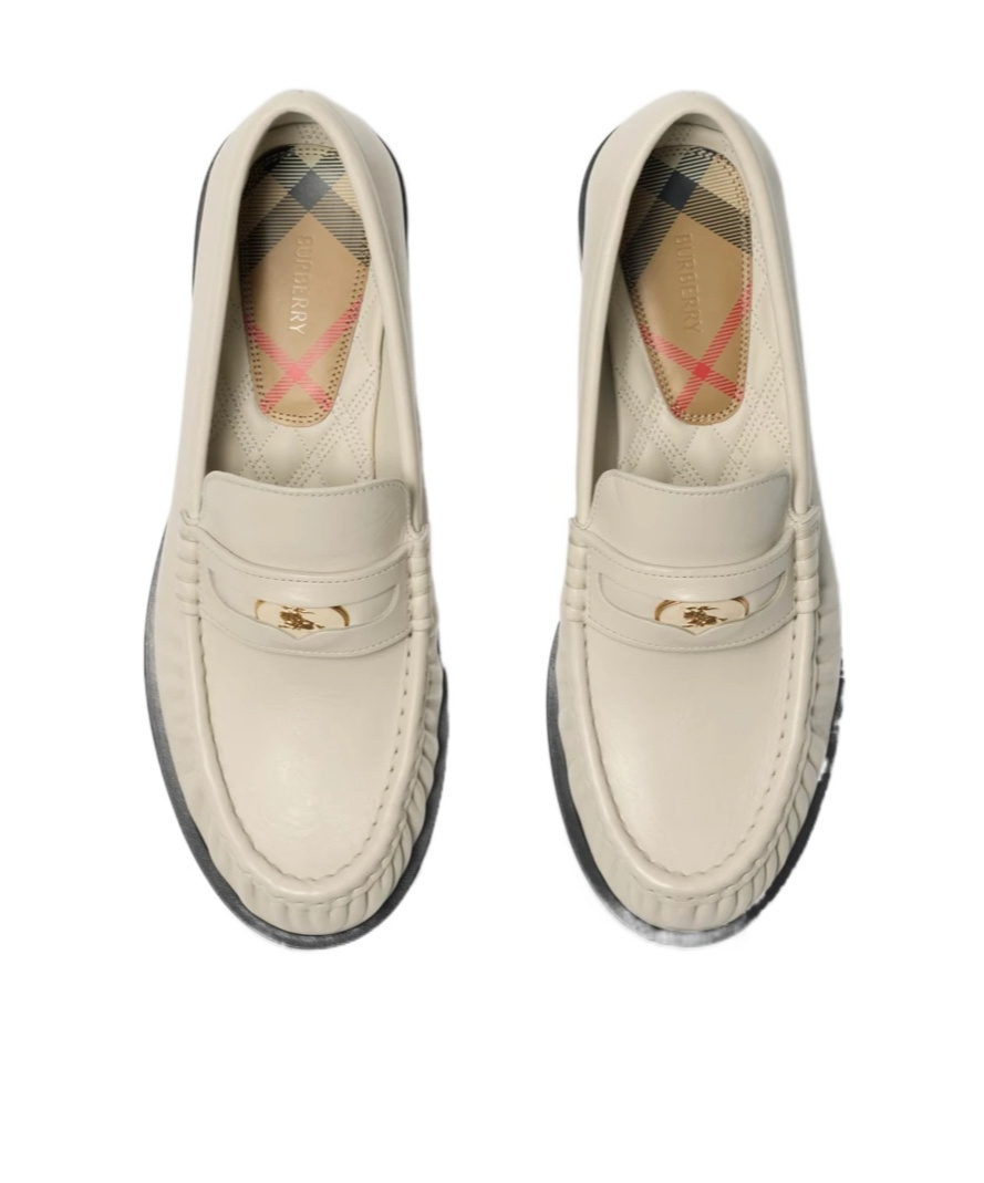 Burberry Cadet Grained Calf Leather Penny Loafers In Neutral