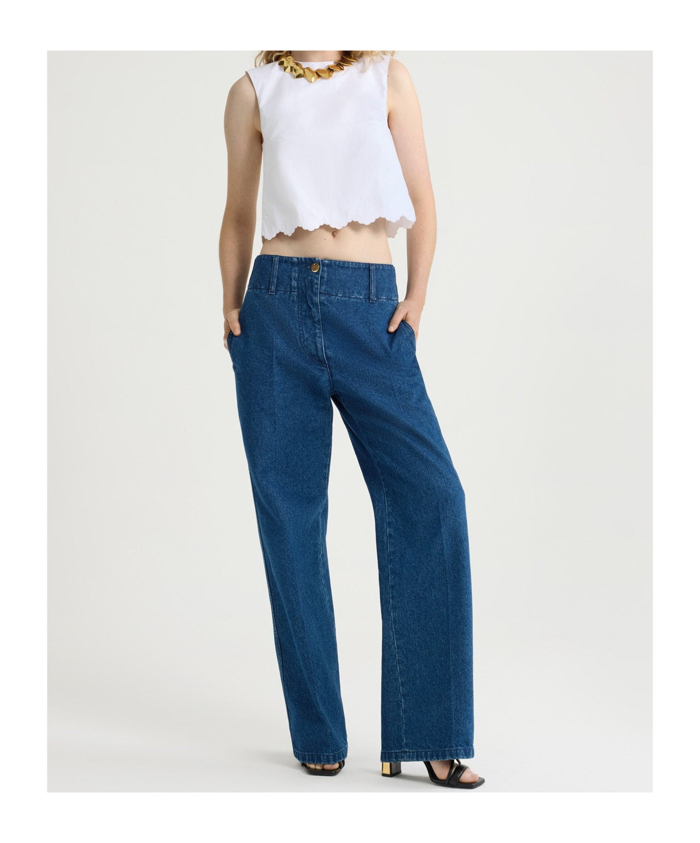 Shop Patou Poplin Crop Top In White