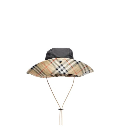 Burberry Check Cotton Sun Hat In Nude