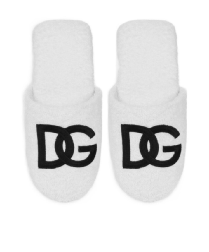 Dolce & Gabbana Embroidered-logo Cotton Slippers In White