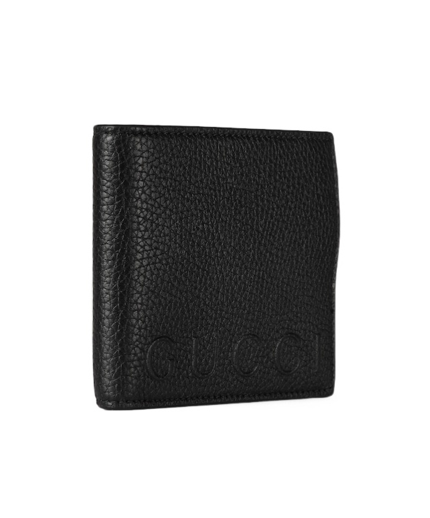 Gucci Black Bi-fold Wallet In Grained Leather Men In Black