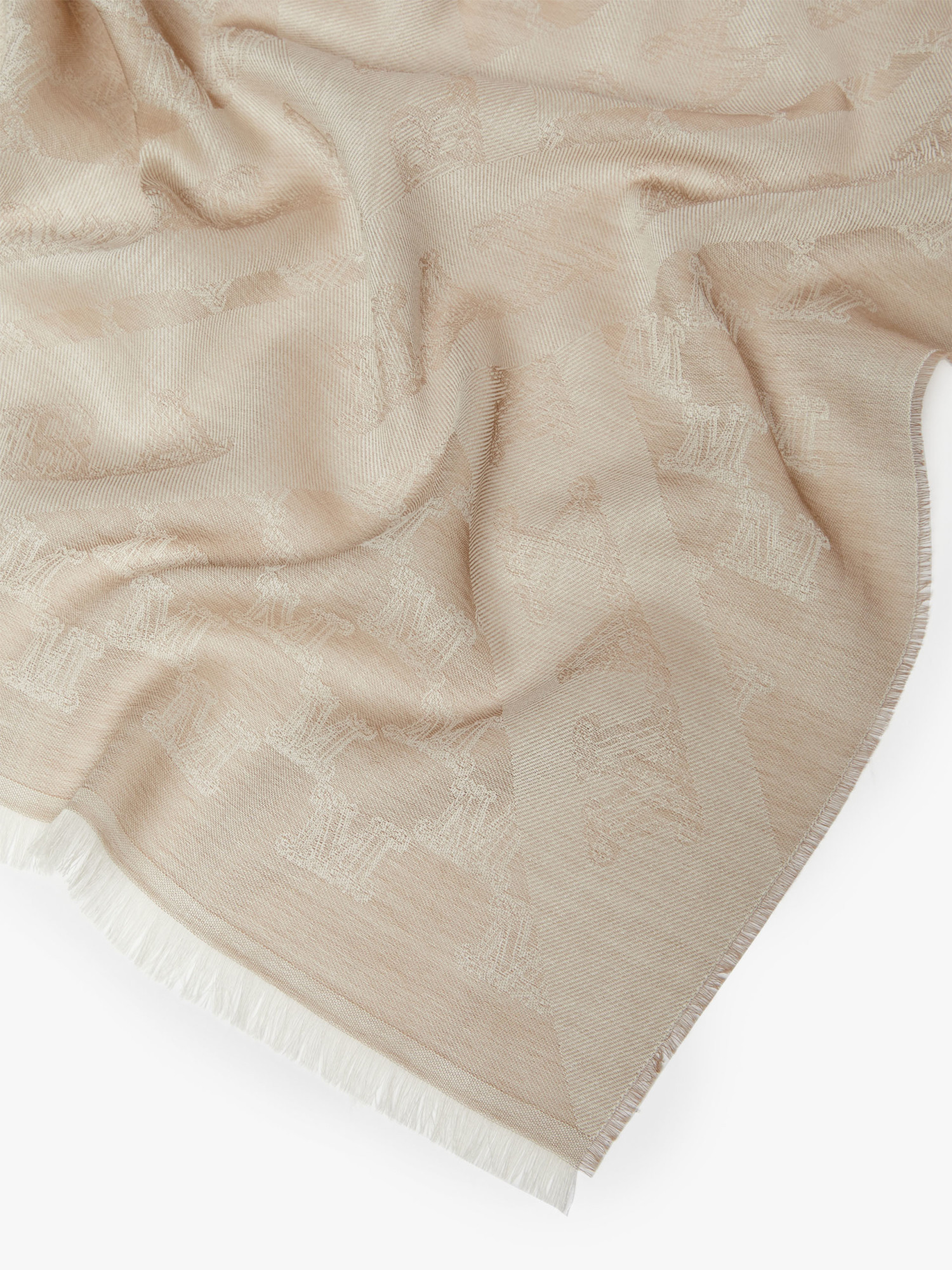 Max Mara Wool, Cotton And Silk Stole In White