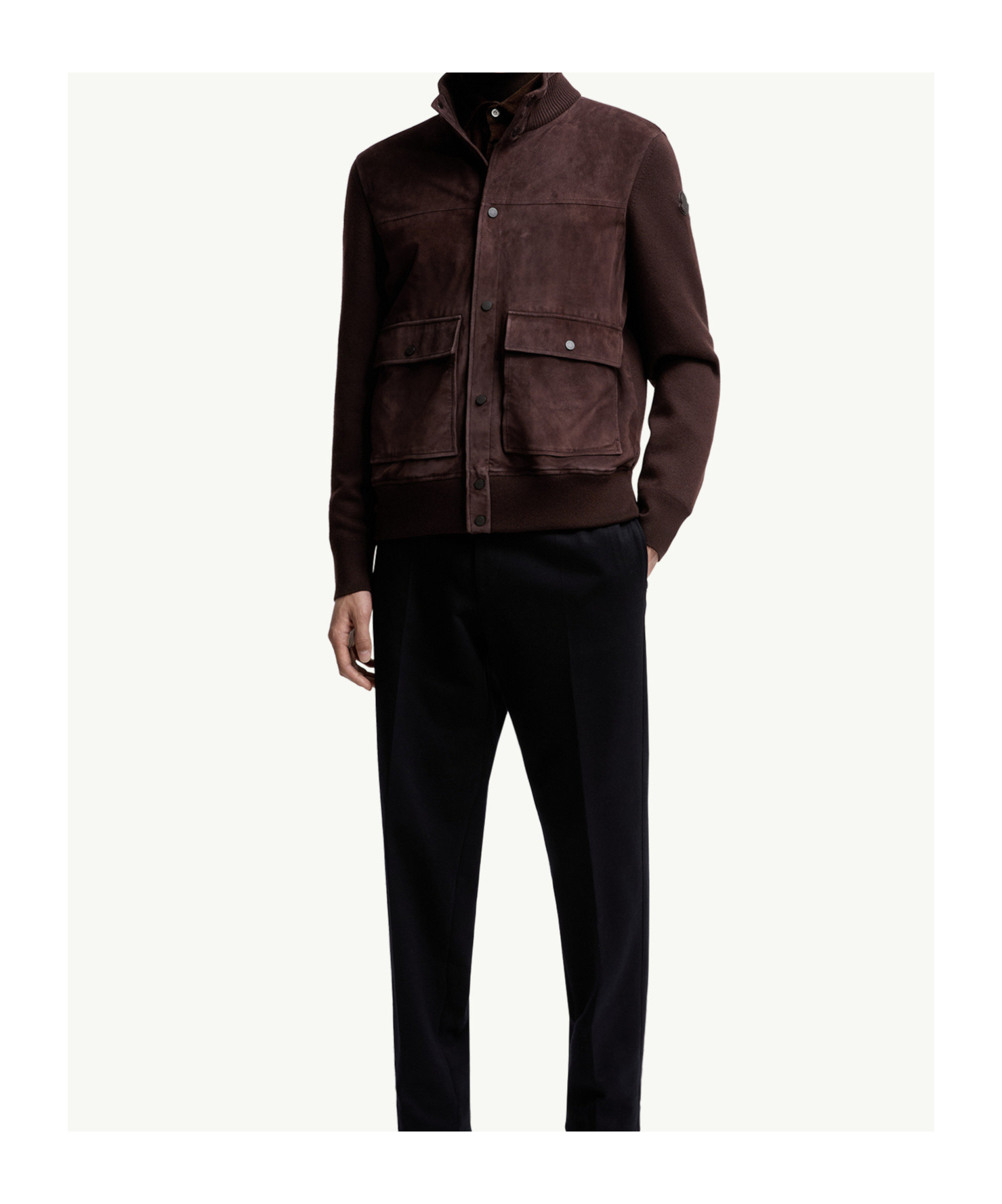 Moncler Wool Suede Cardigan In Burgundy