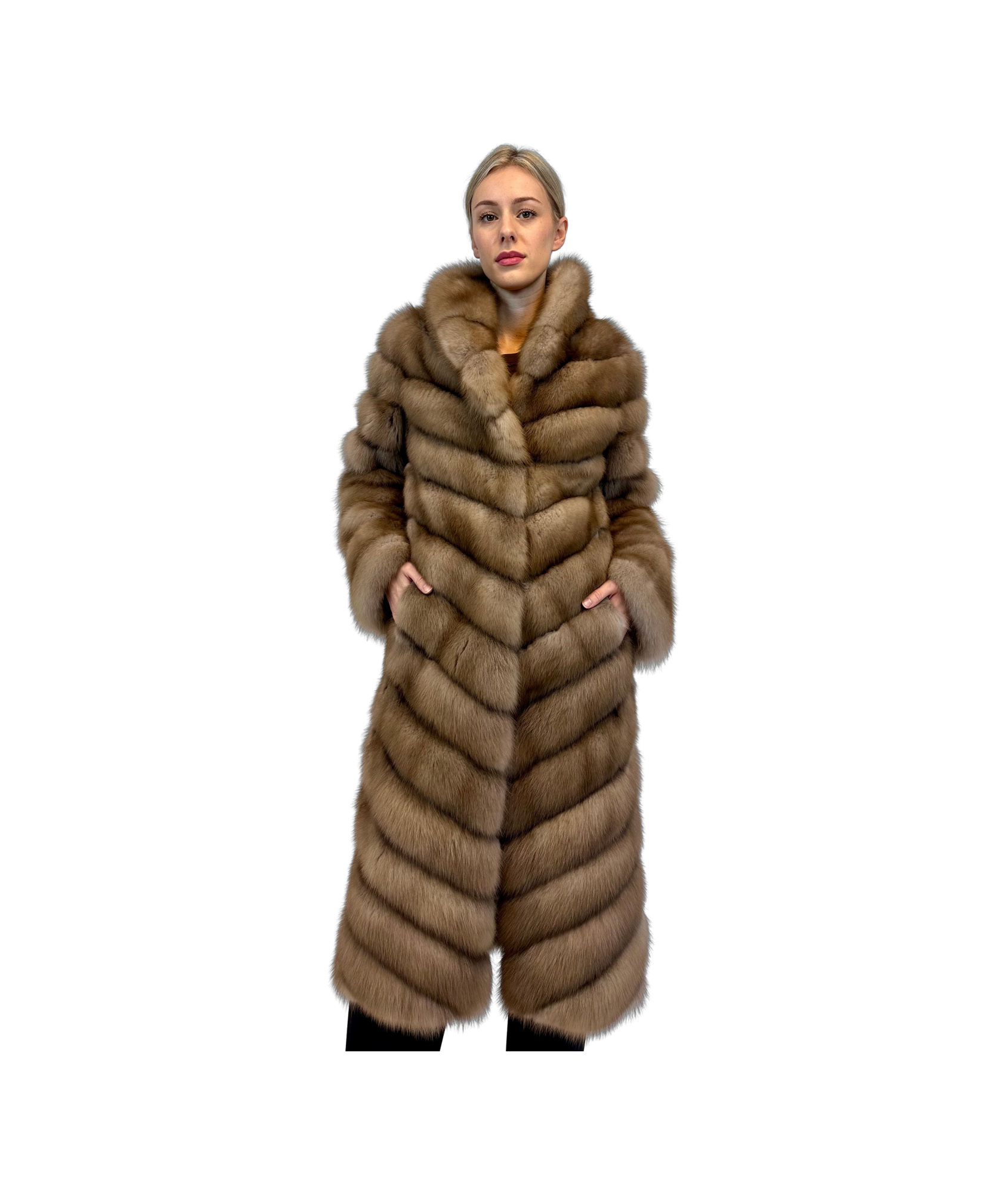 Liska Long-sleeved Fur In Brown