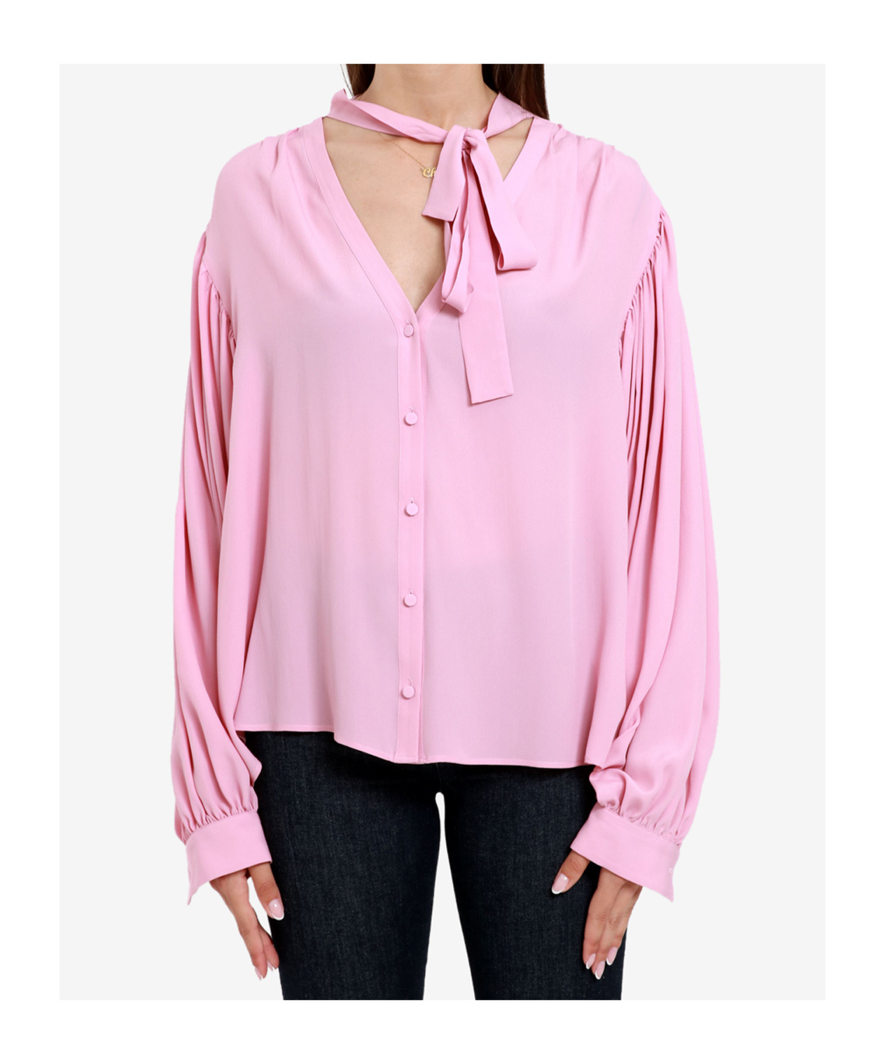Msgm Long-sleeved Blouse In Pink