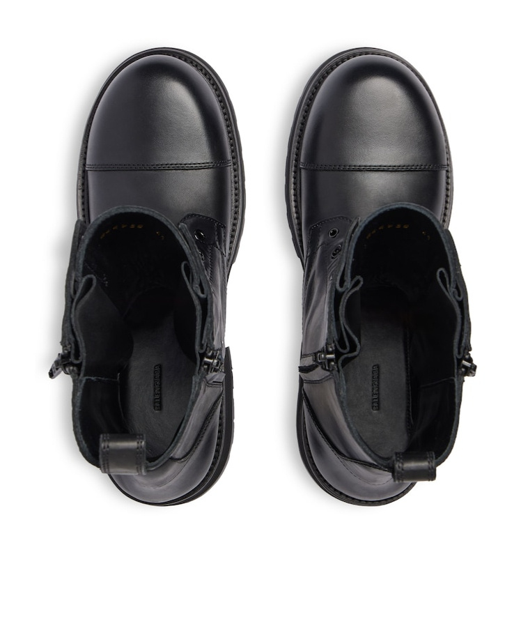 Balenciaga Rugged Leather Ankle Boots With Chunky Sole In Black
