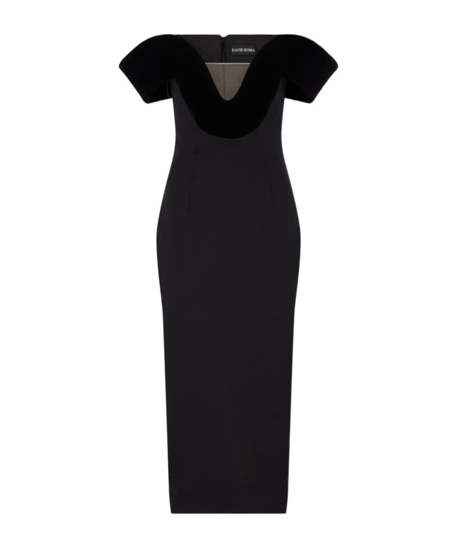 David Koma Strapless Mid-length Dress In Black