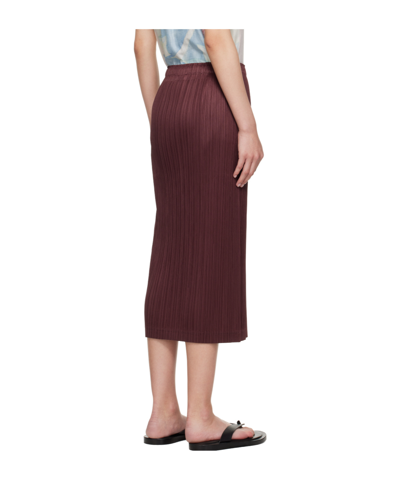 Issey Miyake Burgundy May Loop Bottoms Midi Skirt In Brown