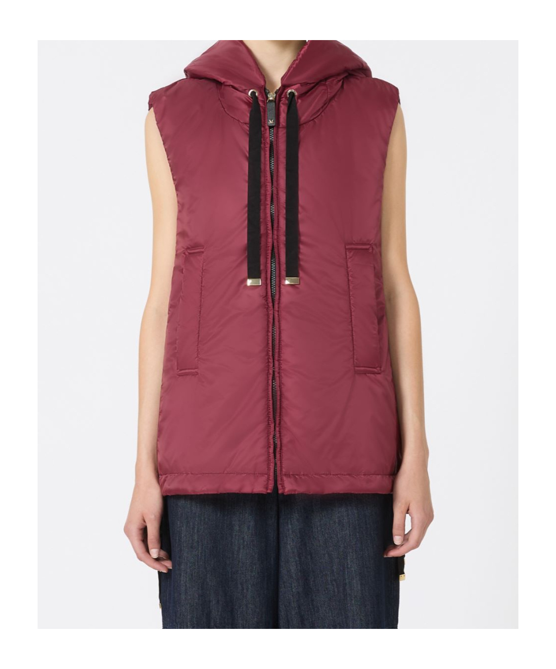 Max Mara The Cube Greengo Zip-up Hooded Gilet In Burgundy