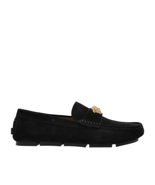 Versace Medusa-plaque Loafers In Blue