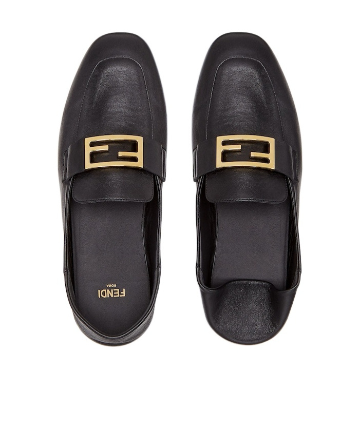Fendi Baguette Folded Heel Leather Loafer In Black