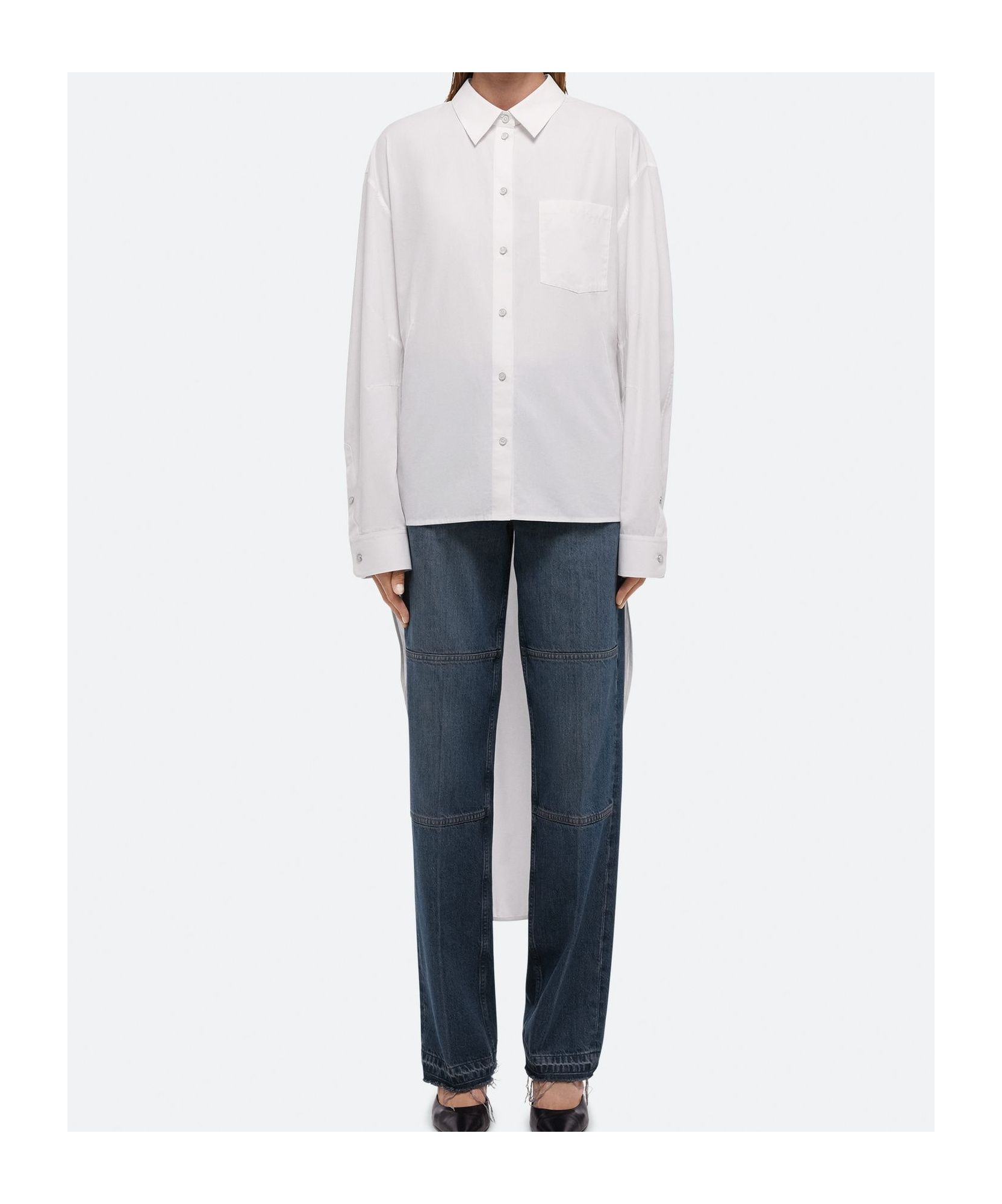 Helmut Lang Women's Apex Asymmetric Cotton-poplin Shirt In White