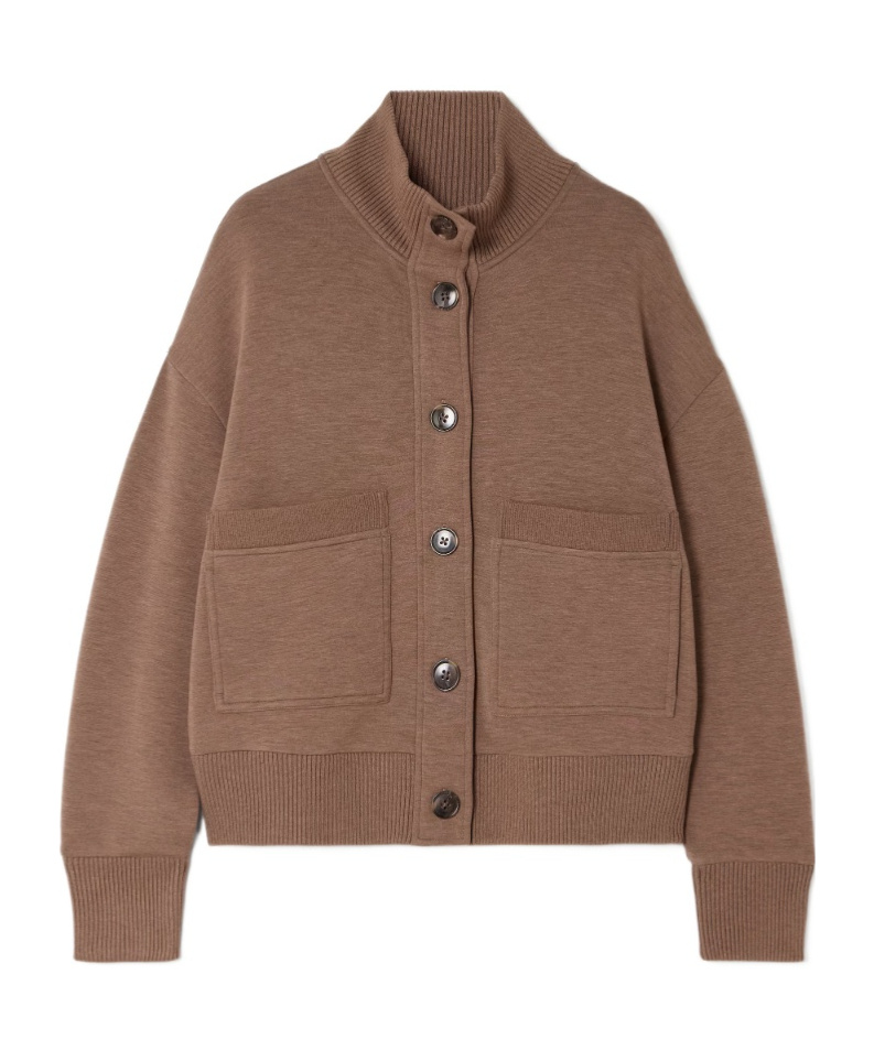 Varley Sabrina Button-fastening Sweatshirt In Brown