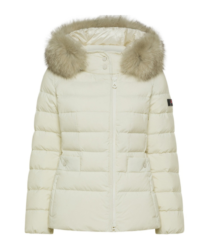 Peuterey Short Hooded Down Jacket With Fur In Multi