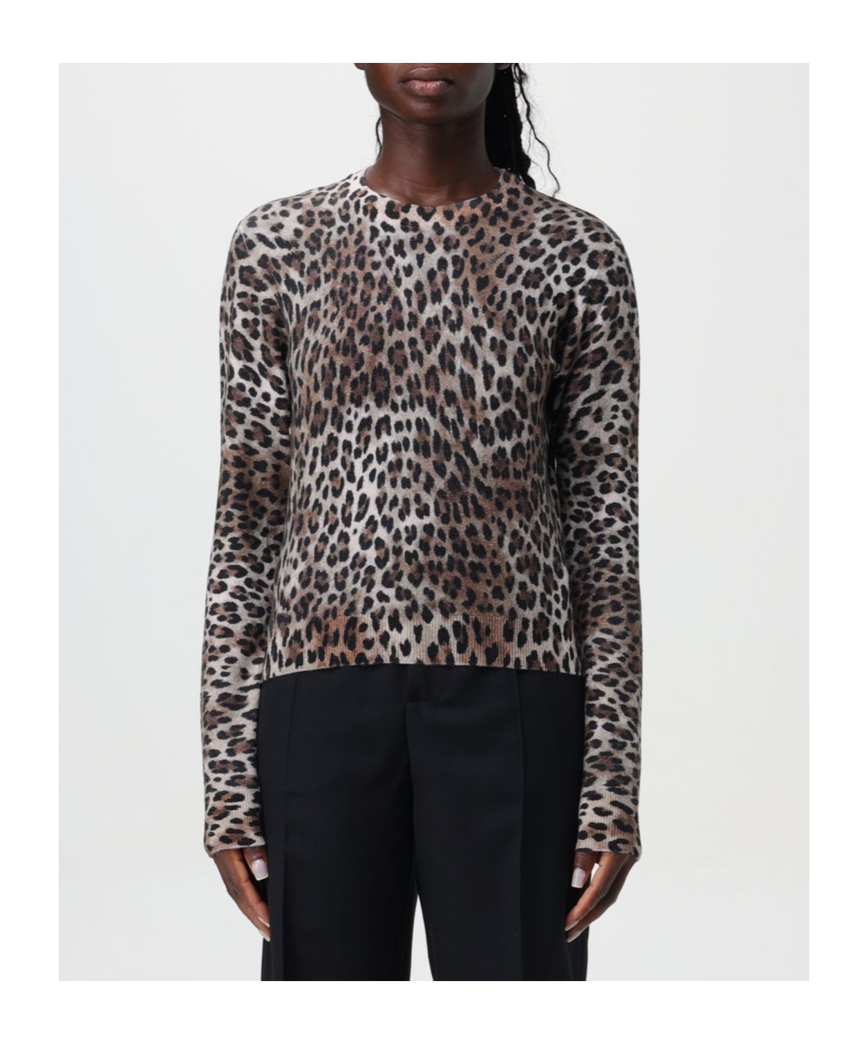 Moschino Leopard Pattern Crewneck Jumper In Multicolor