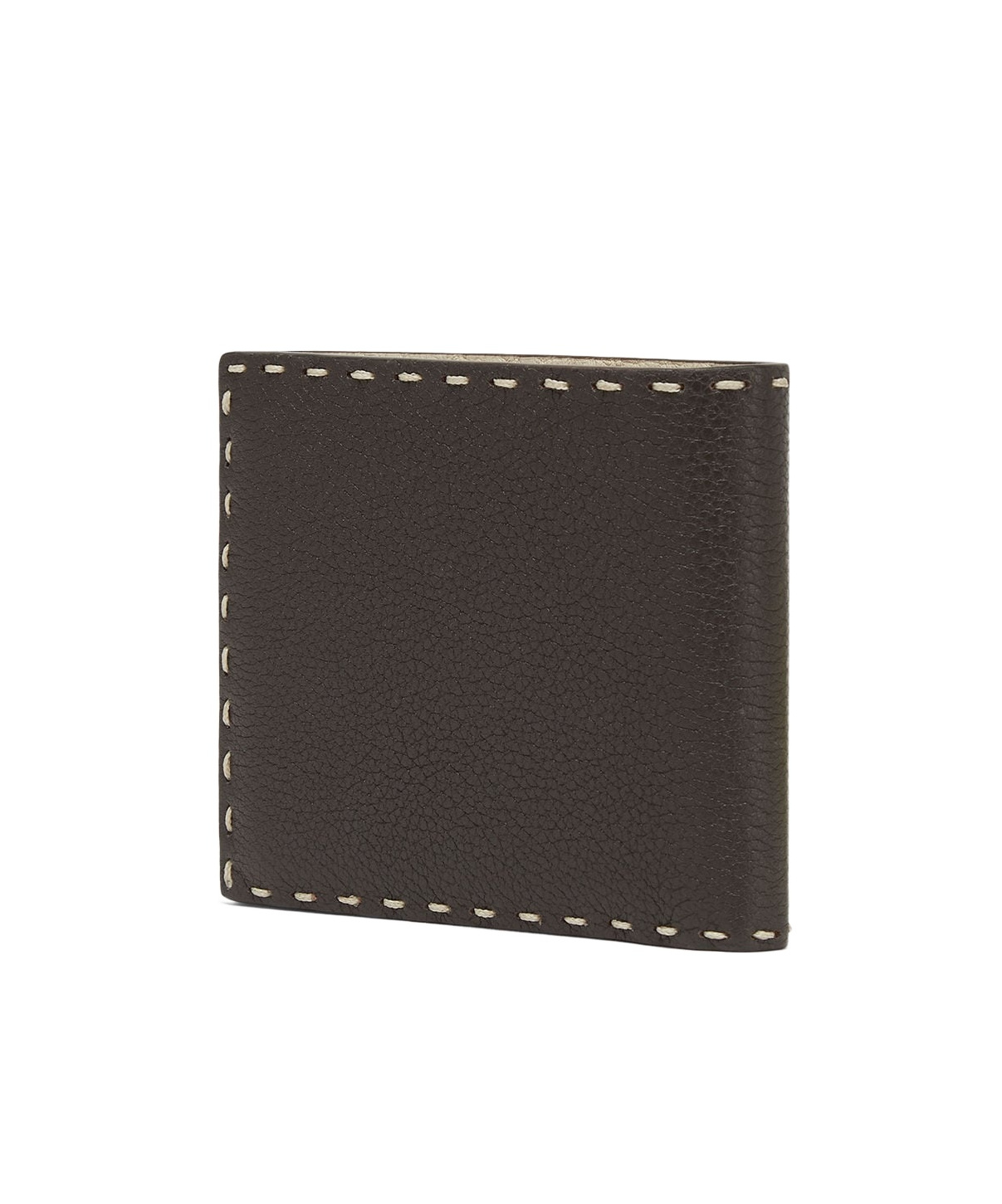 Fendi Exposed Stitching Leather Bifold Wallet In Black