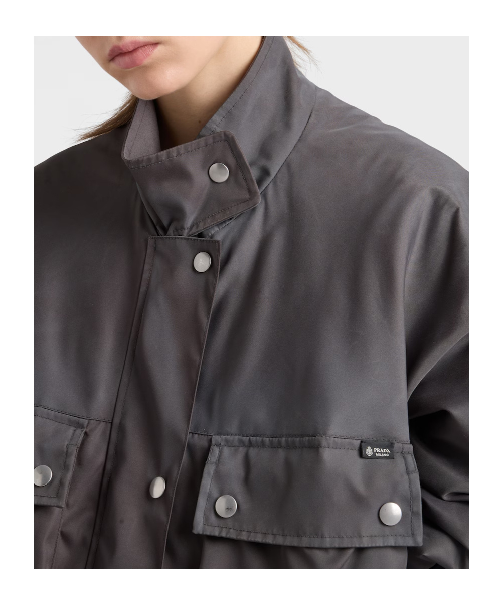 Prada Grey Recycled Polyamide Jacket In Gray