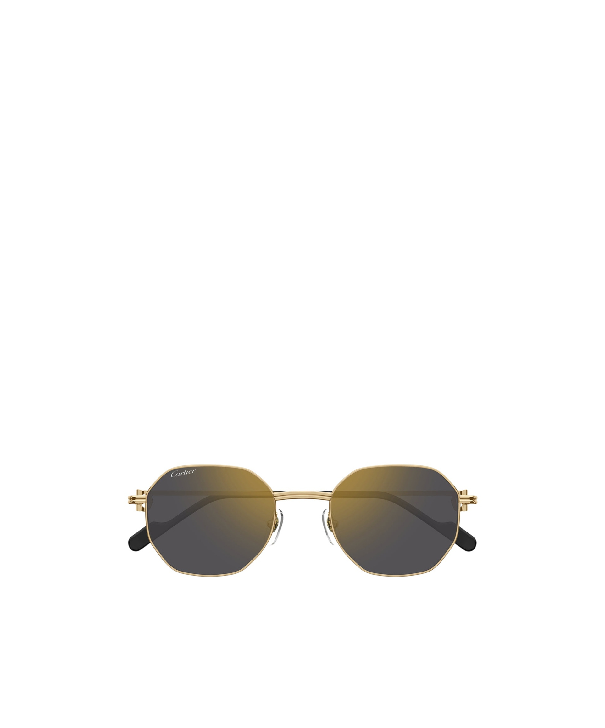 Cartier Mirrored Round Metal Sunglasses In Black