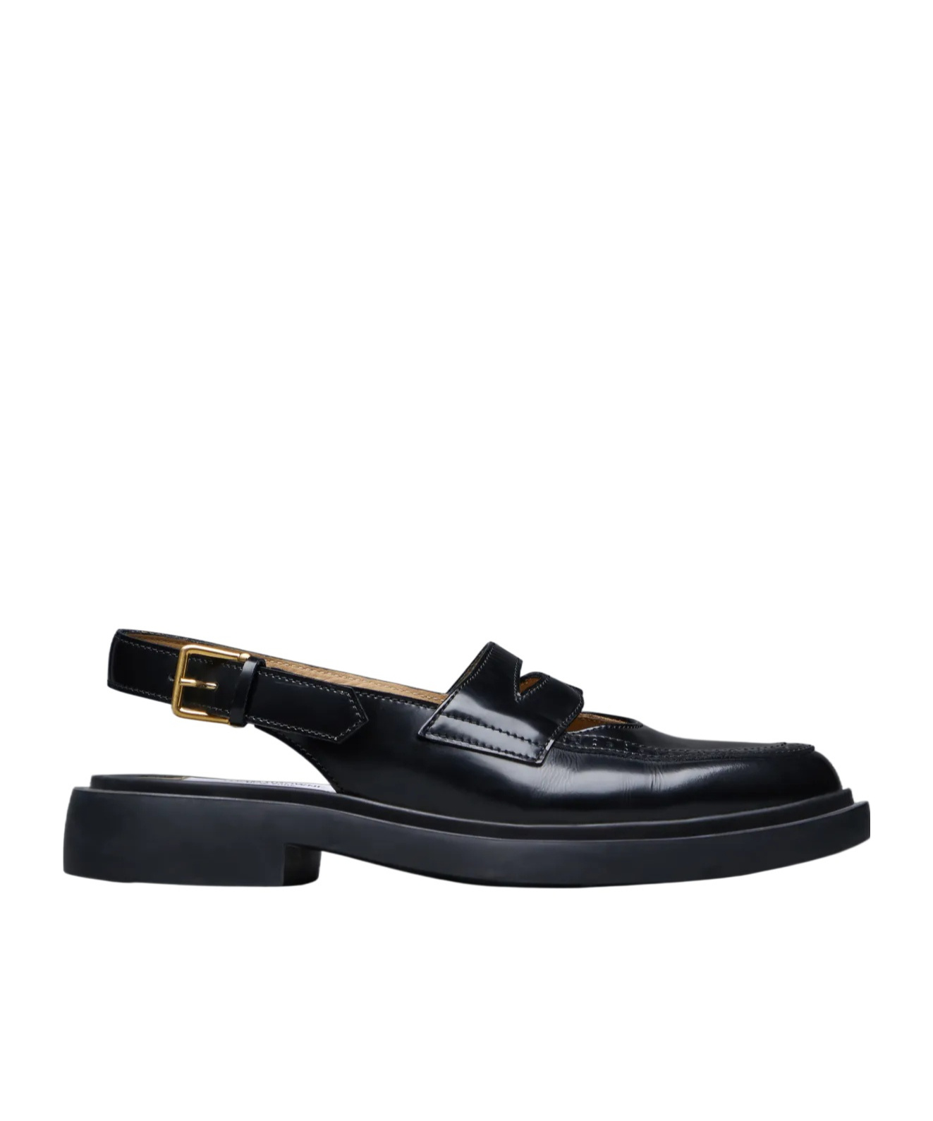 Thom Browne Slingback Leather Penny Loafers In Black